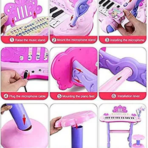 اسباب بازی پیانو الکترونیکی با صندلی و میکروفون My Piano Musical Set With Stool And Microphone_اسباب بازی لوازم خانگی